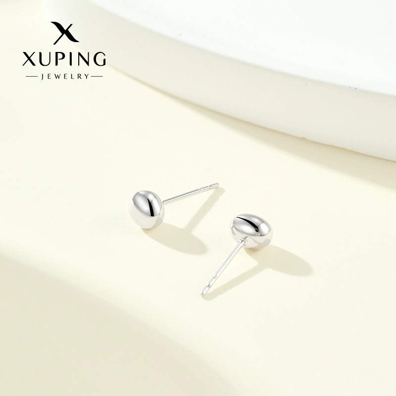 Xuping joyas irregulares brillante agujas rectas orejas de aguja chatter con el mismo estilo simple diario fácil de poner pendientes de arroz al por mayor