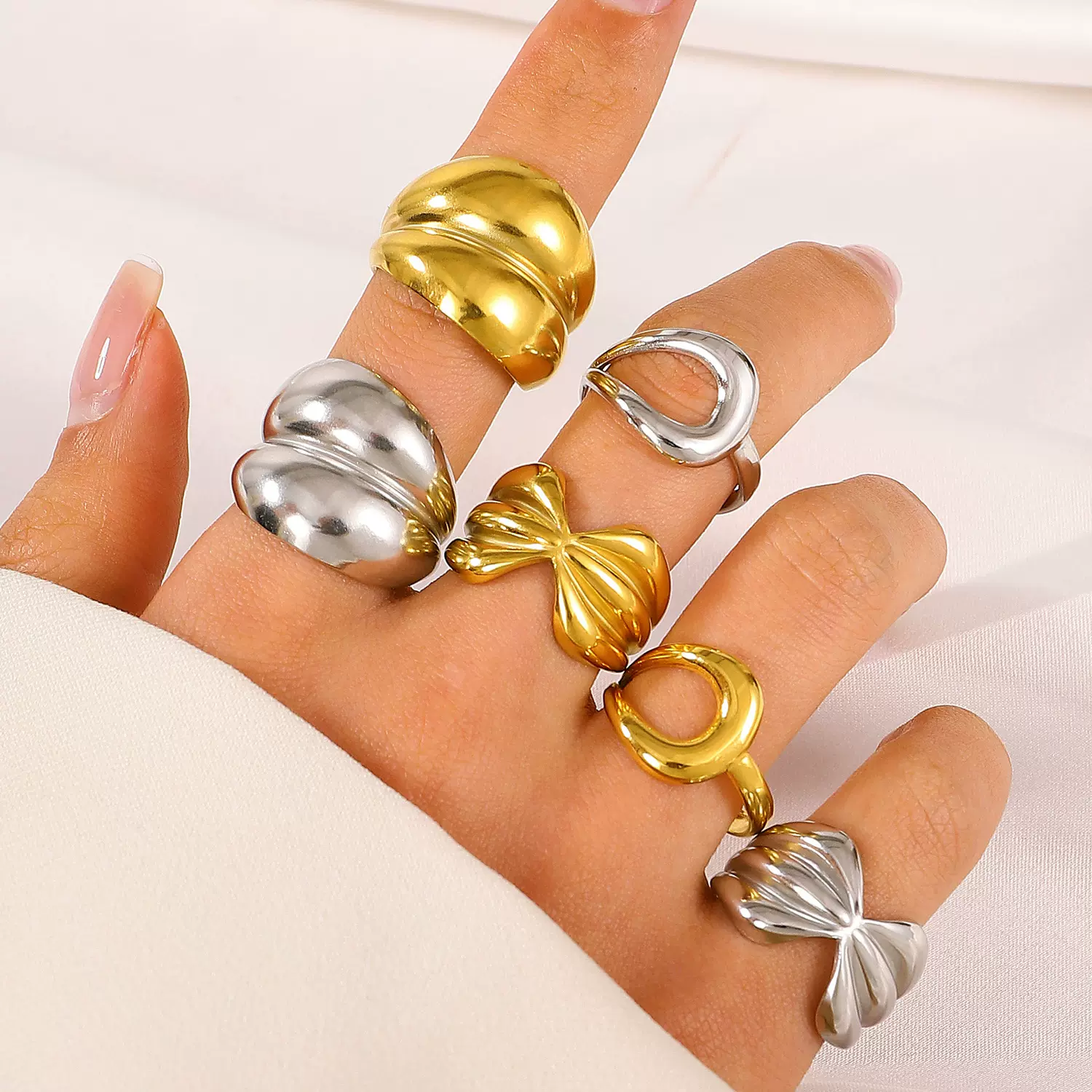 钛钢戒指不掉色高级感2024 ins风食指戒女活口开口戒指欧美饰品