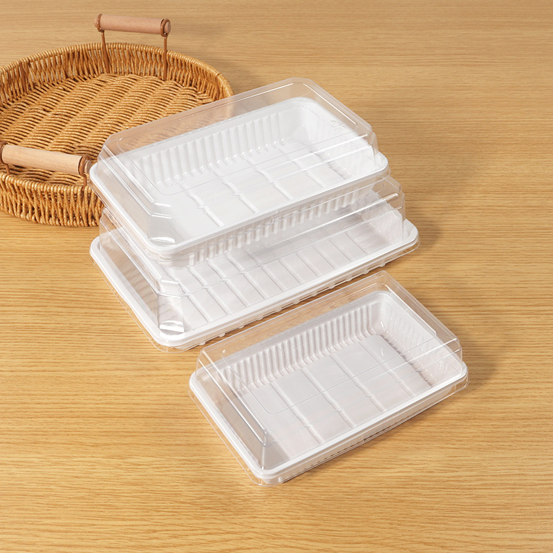 加厚防雾盖桃酥绿豆糕老婆饼盒长方形吸塑糕点西点烘焙白底包装盒