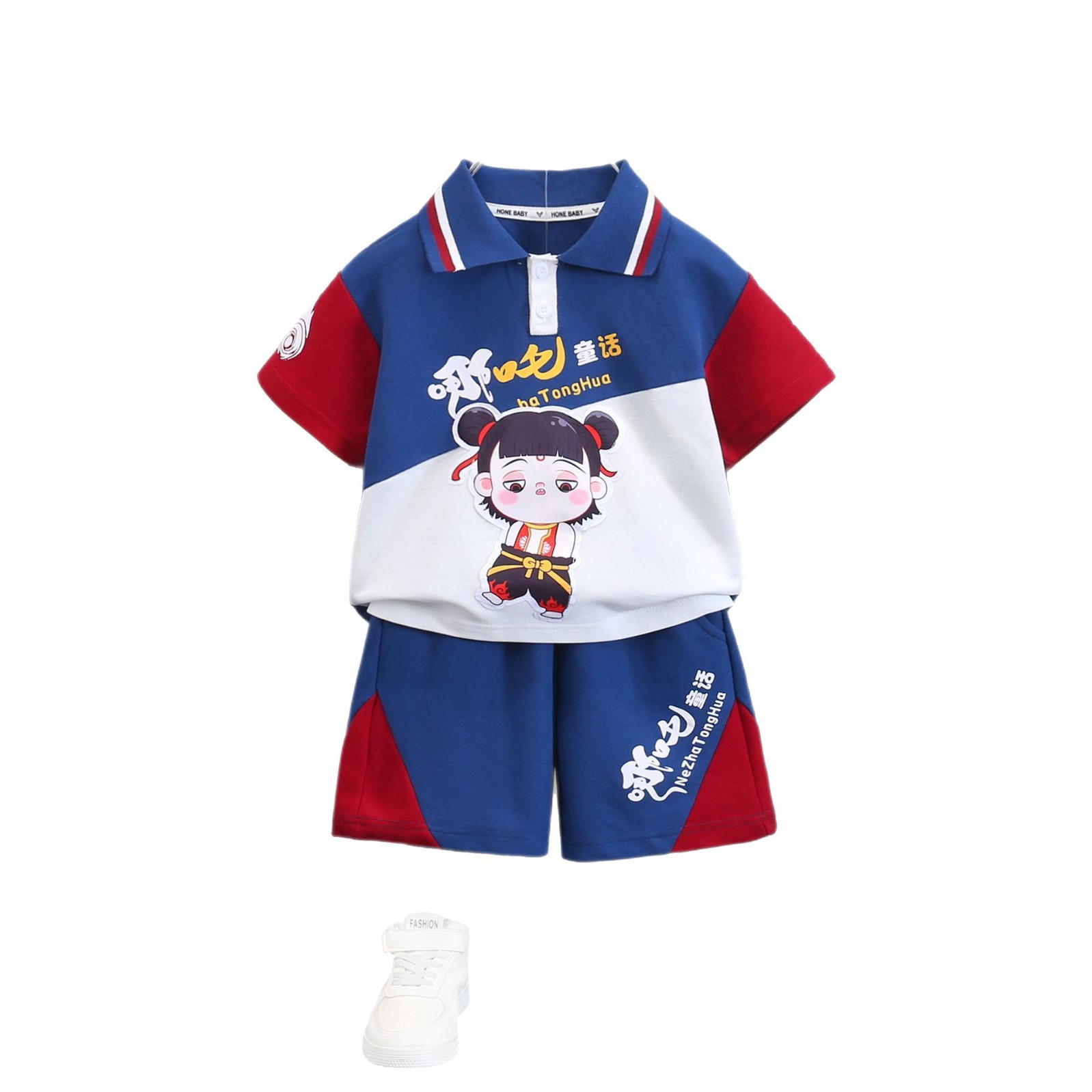 7786 traje de verano ropa para niños camisa POLO de manga corta casual para niños 2025 nuevos pantalones cortos para bebés pantalones de cinco puntos