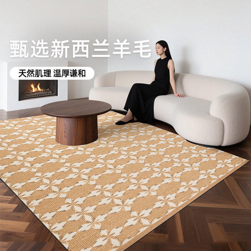 Alfombra de lujo ligera alfombra doméstica sala de estar dormitorio alfombra de cama alta sensación de resistencia a la suciedad fácil de cuidar alfombra de lana antideslizante villa