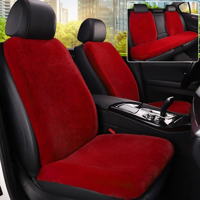 Avtomobil döşəmə paspasları Car Pad Short Faux Rabbit Fur - wine-red-upgraded-thickened-seven-piece-set-five-seats