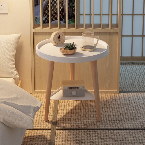 Bedside table Nordic modern small apartment bedside table bedroom coffee table shelf rental room B&B balcony small round table