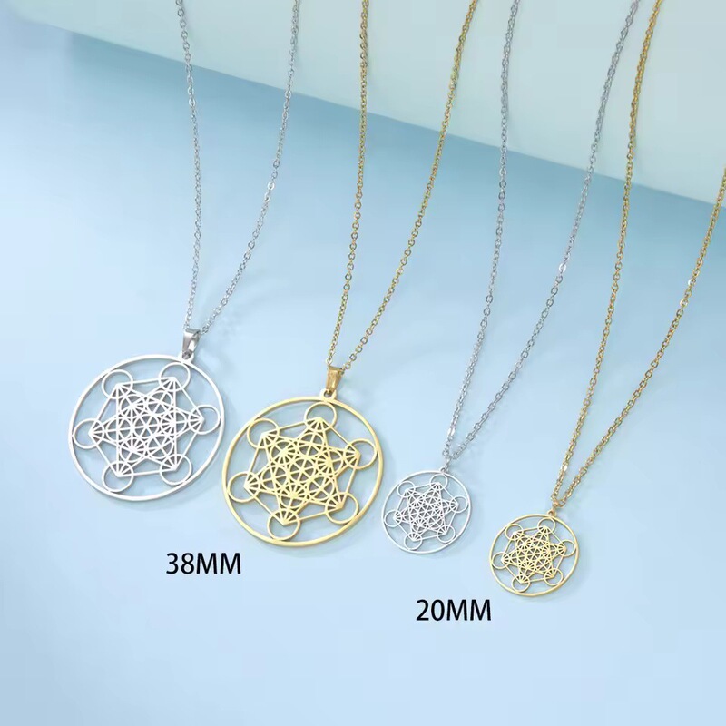 Cross-border foreign trade hot Metatron Archangel stainless steel hollow pendant necklace moon goddess sweater chain neck