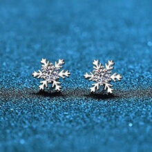 S925镀银针雪花耳钉日韩百搭时尚锆石耳饰直播厂家直供希音跨境批