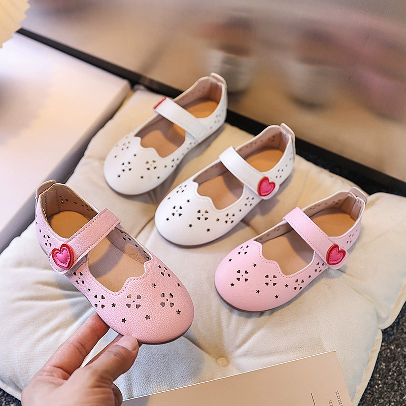 Обувь принцессы для девочек Весенняя кожаная обувь для девочек новая дышащая детская обувь мягкая подошва полая обувь детская обувь одиночная обувь