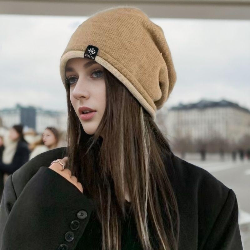New Hot Selling Winter Hat Women's Stacked Hat Pullover Hat Knitted Wool Hat Fashion Cold Hat Warm Moon Hat_voghion.com