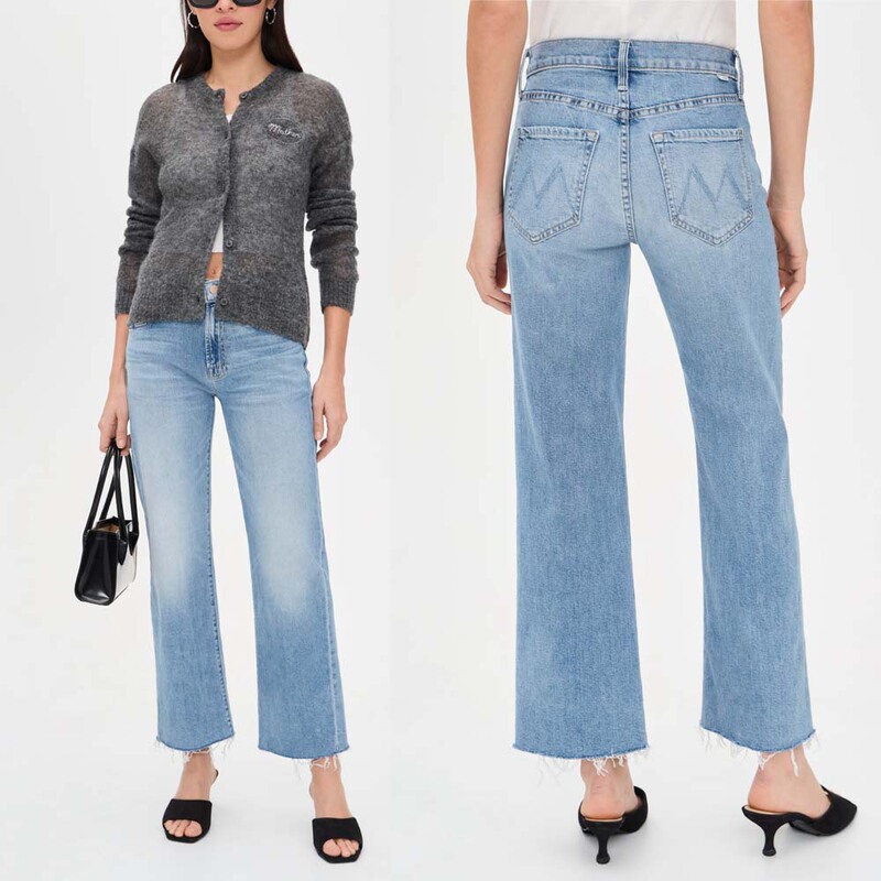 2026 Spring/Summer New European and American Style Mo Mid-Waist Light Blue 360-Degree Stretch Frayed Hem Straight-Leg Cropped Jeans for Women 2026 Spring/Summer New European and American Style Mo Mid-Waist Light Blue 360-Degree Stretch Frayed Hem Straight-Leg Cropped Jeans for Women