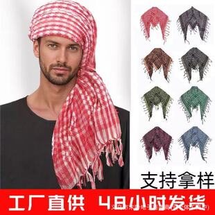Arabian Thin Headscarf Outdoor Square Scarf Shawl Windproof Sandproof Warm Neck Scarf Cross-Border New Product Middle East