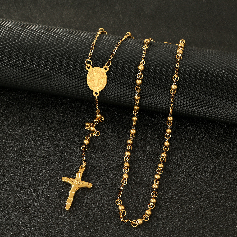 Casual Occasion Titanium Steel Material Wholesale Jewelry Ethnic Style Cross Virgin Mary Titanium Steel Plating Necklace