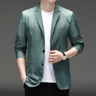 Summer Sun Protection Suit Jacket Gray Green Navy African Hemp Other Street Fashion Korean Style Other