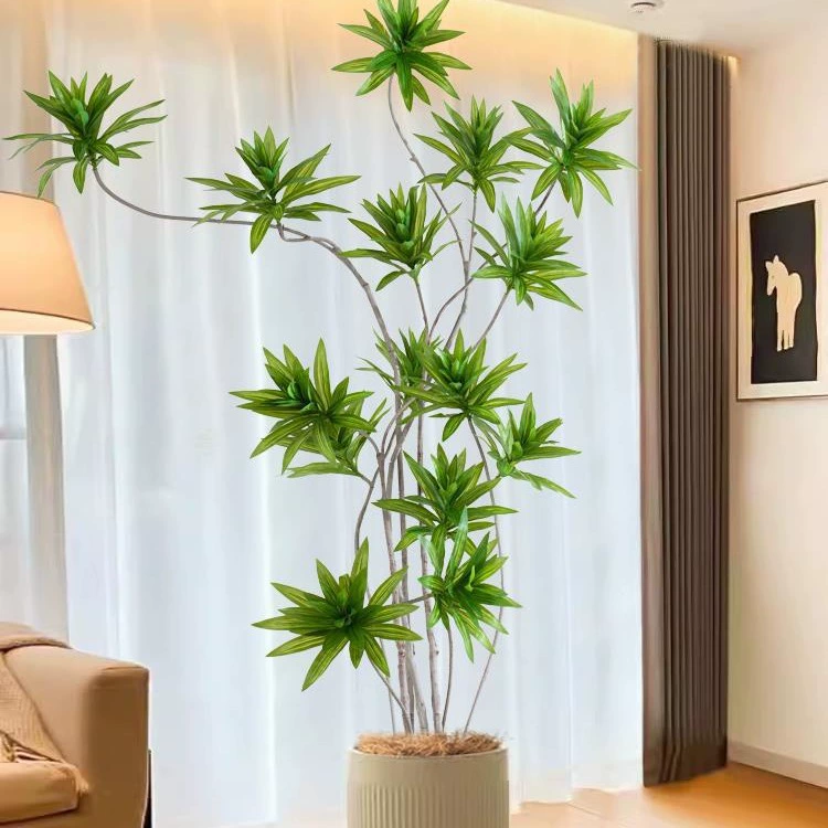 Лили бамбуковая зеленая посадка в горшке Большие декоративные цветы украшения для гостиной от пола до пола бионические поддельные растения