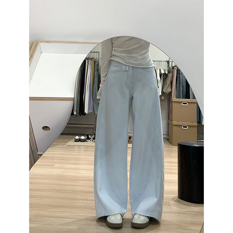 Sky Blue Wide-Leg Jeans for Women 2025 New Loose Straight Pants Plus Size Fat mm High Waist Slim Casual Pants Sky Blue Wide-Leg Jeans for Women 2025 New Loose Straight Pants Plus Size Fat mm High Waist Slim Casual Pants