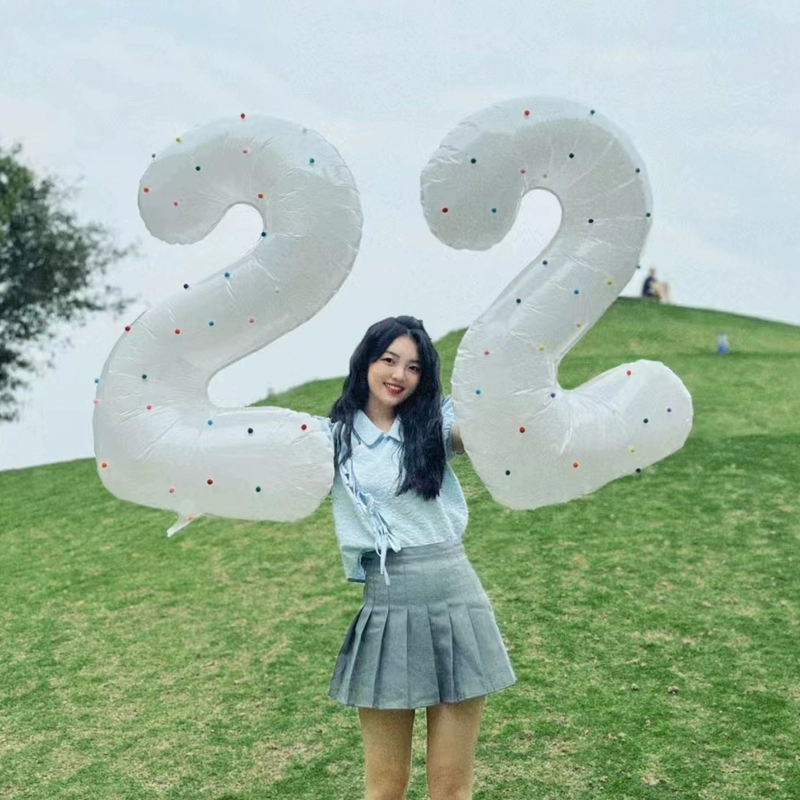 Белый цифровой воздушный шар на день рождения, 40inch алюминиевых пленок, детский один год, макет сцены, реквизит для фотосессии для детей и девочек, украшение