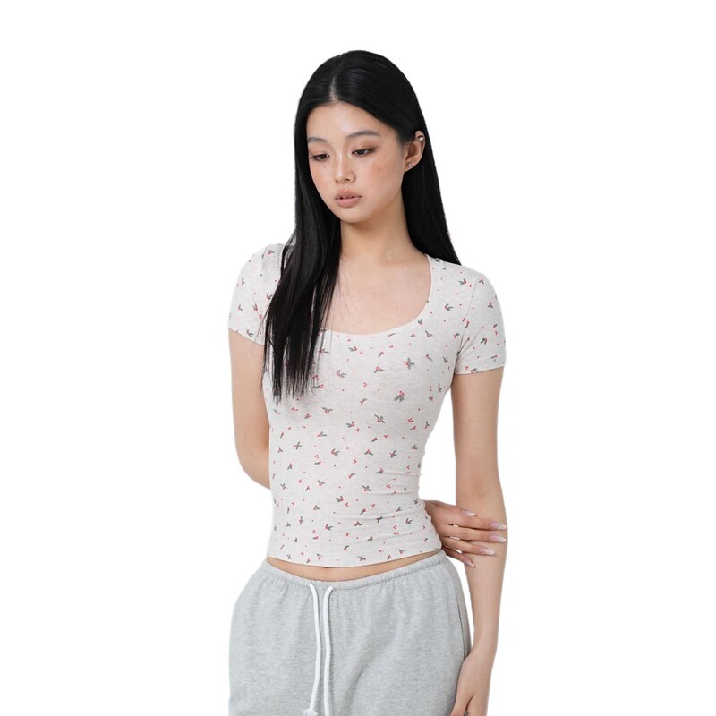Cotton Short-Sleeved Slim-Fitting T-Shirt Inner Top 2026 Spring New Style U-Neck Slimming Tight-Fitting Bottoming Shirt for Women Cotton Short-Sleeved Slim-Fitting T-Shirt Inner Top 2026 Spring New Style U-Neck Slimming Tight-Fitting Bottoming Shirt for Women