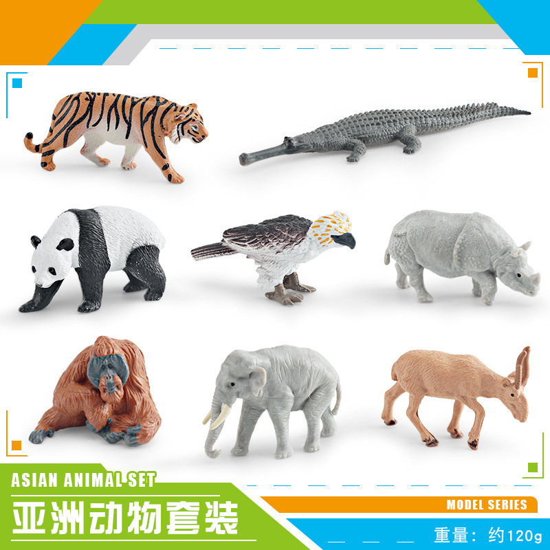 Simulación transfronteriza modelo animal asiático elefante asiático Panda gorila Tigre pescado comiendo cocodrilo rinoceronte indio escritorio Decoración