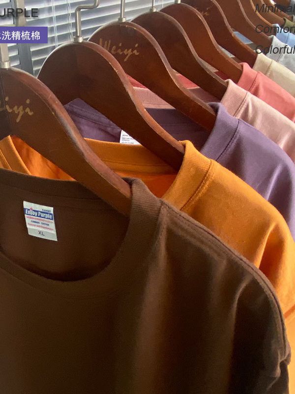 Camiseta de Verano Informal Versátil y Refrescante de Algodón Puro de Color Sólido con Cuello Redondo y Manga Corta, Ropa Moderna para Hombre, 190-200G, Blanca Informal