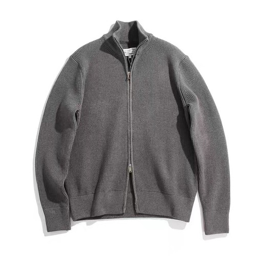 Maji Four Corners Spring Double Zip Semi-High Collar Warm Couple Heavyweight Open Sweater Men's Knitwear