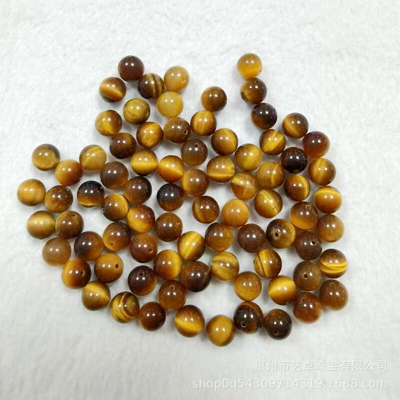 4-20mm Half Hole Non-Porous Natural Tiger Eye Stone Single Beads Loose Beads DIY Accessories Beads Earrings Bracelet Necklace Round Beads