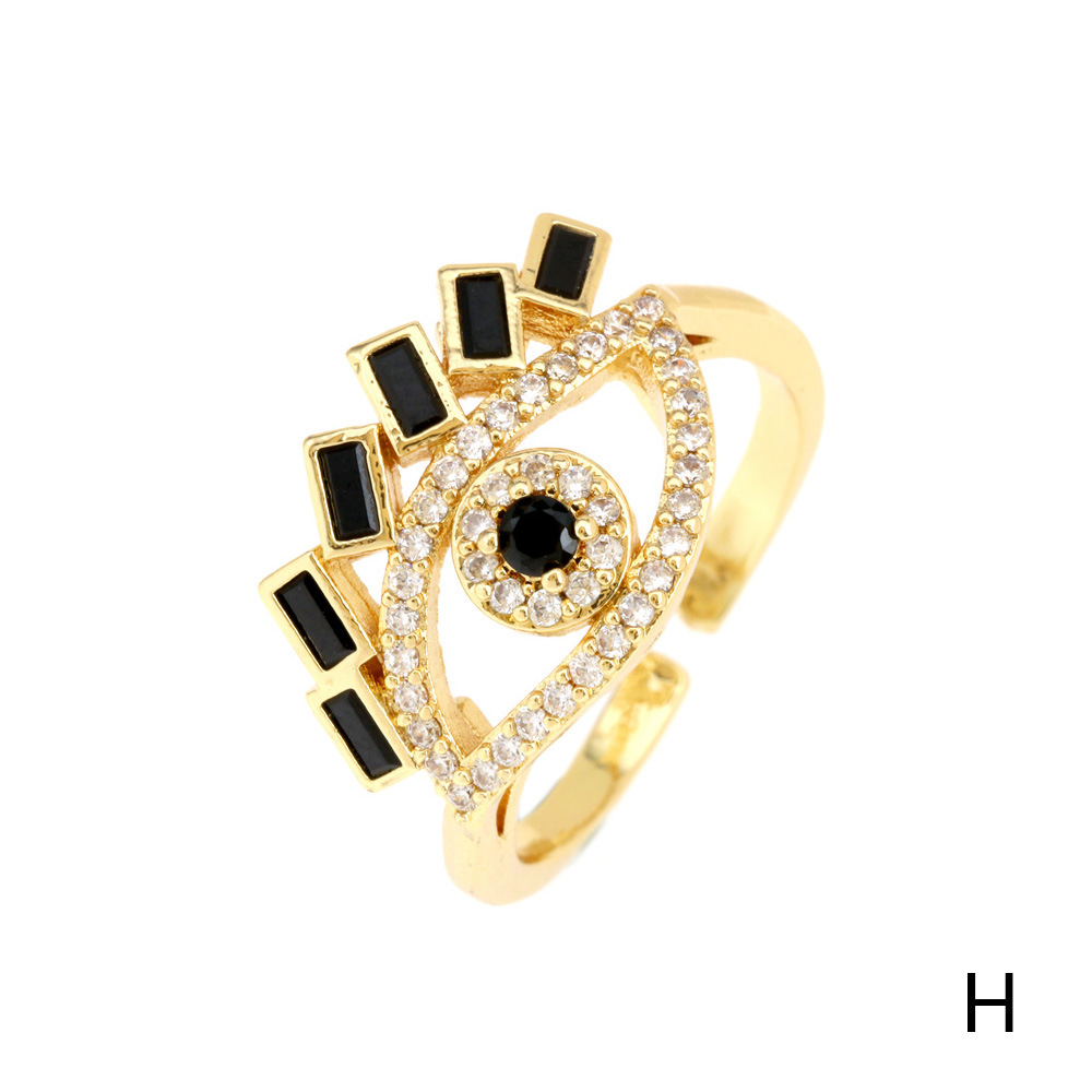 Fashion Eye Copper Inlay Zircon Open Ring 1 Piece