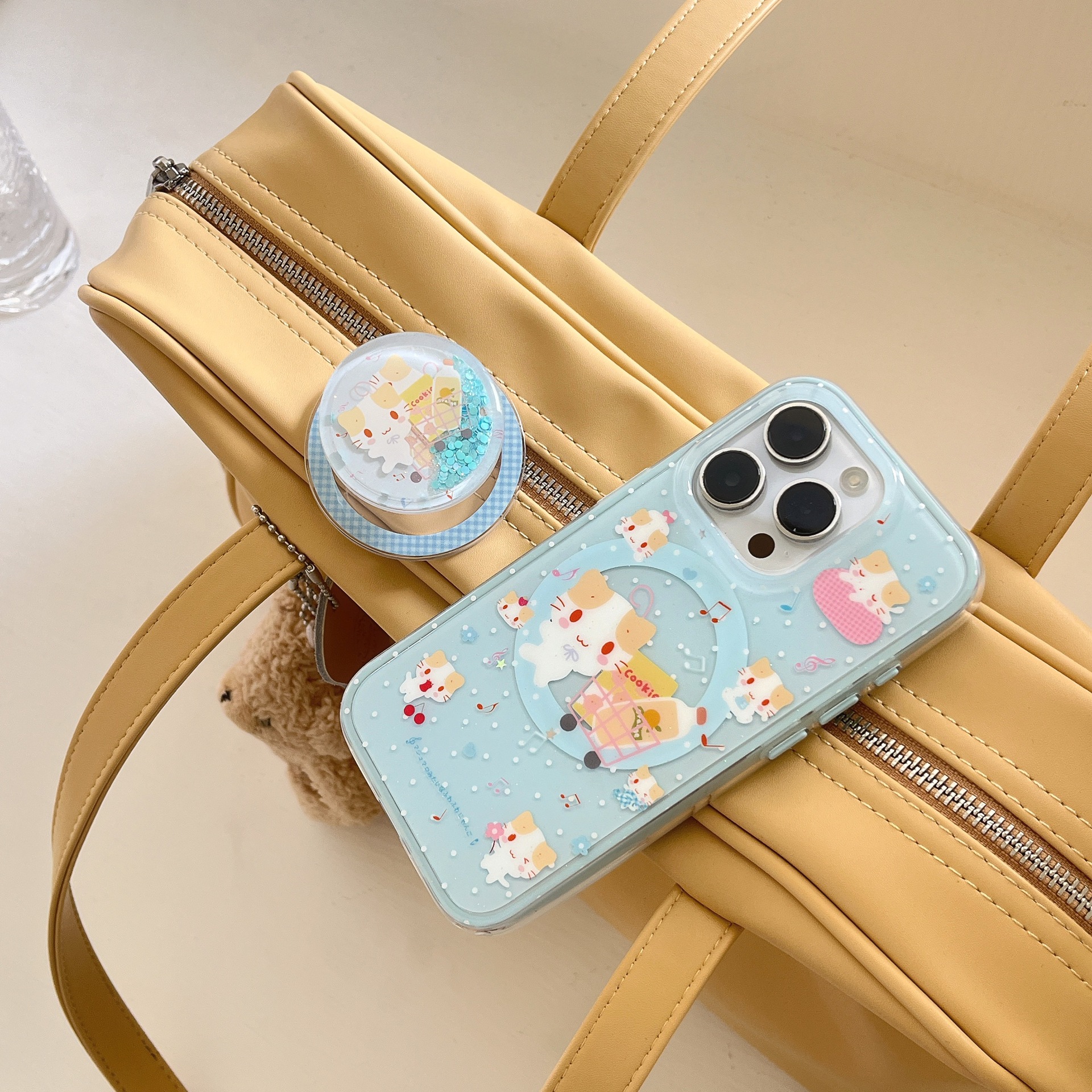 Divertido gato de algodón de azúcar de dibujos animados para Apple 16ProMax funda para teléfono móvil 15Pro nicho 14/13 nuevo 15PM