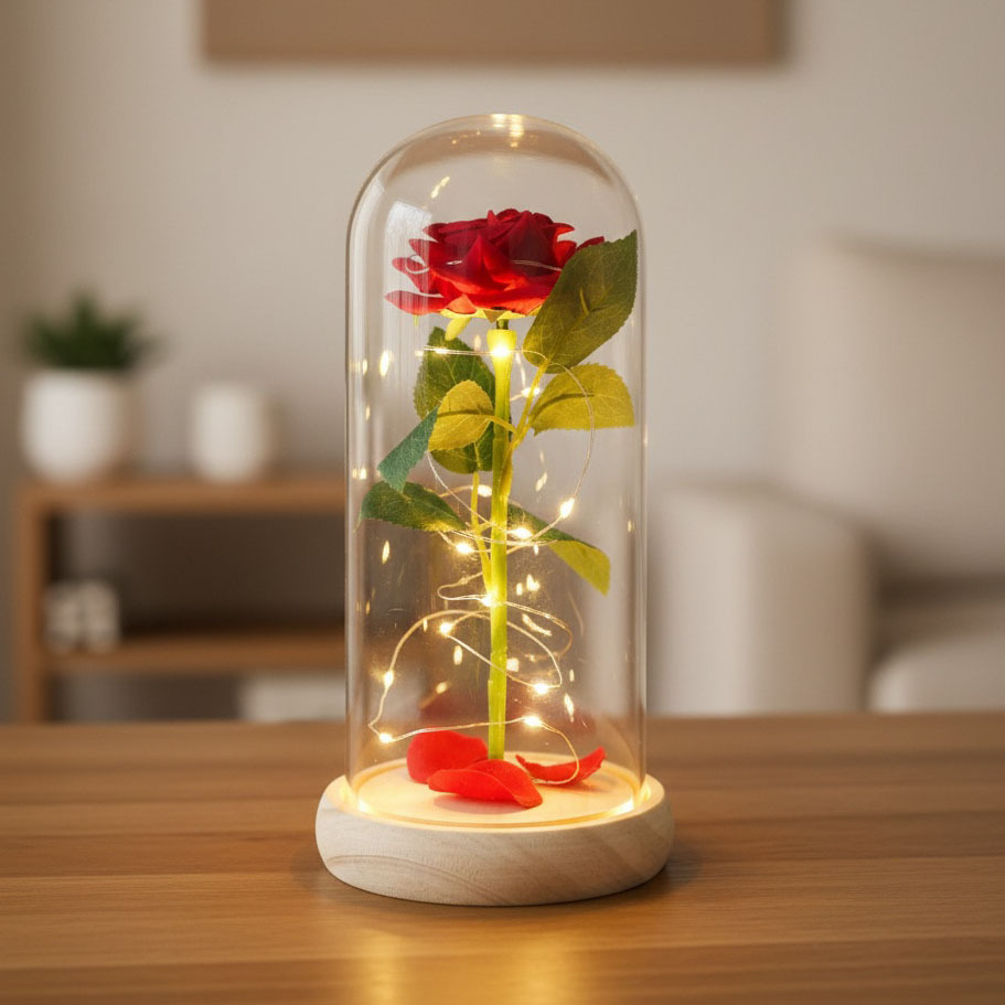 Rosas transfronterizas flores inmortales ramo de flores cubierta de vidrio Qixia cajas de regalo de regalo del día de San Valentín productos terminados regalos del día de la madre de Navidad