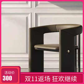 TN1-19设计师样板房酒店接待皮艺洽谈椅新款北欧金属饭厅椅样品屋