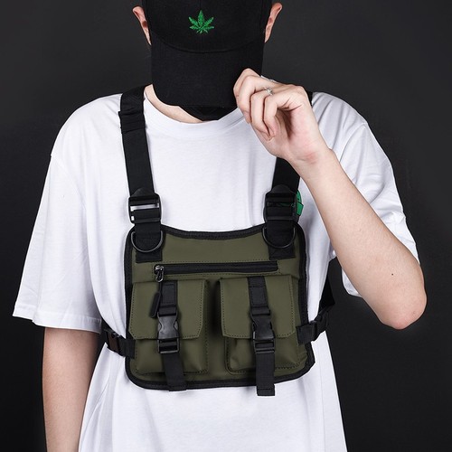 Wholesale new tactical chest bag for men, fashionable and simple vest bag, street vest bag, trendy functional workwear backpack