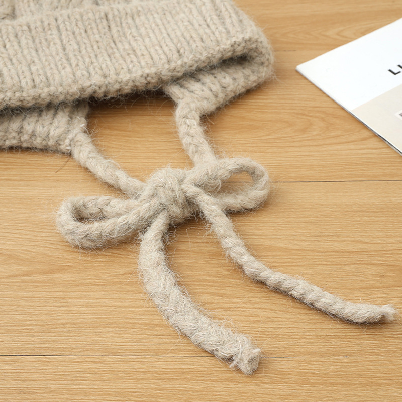 Korean Version Versatile Bear Patch Strap Knitted Autumn Winter Fashion Retro Pullover Outdoor Casual Warm Hat New_voghion.com