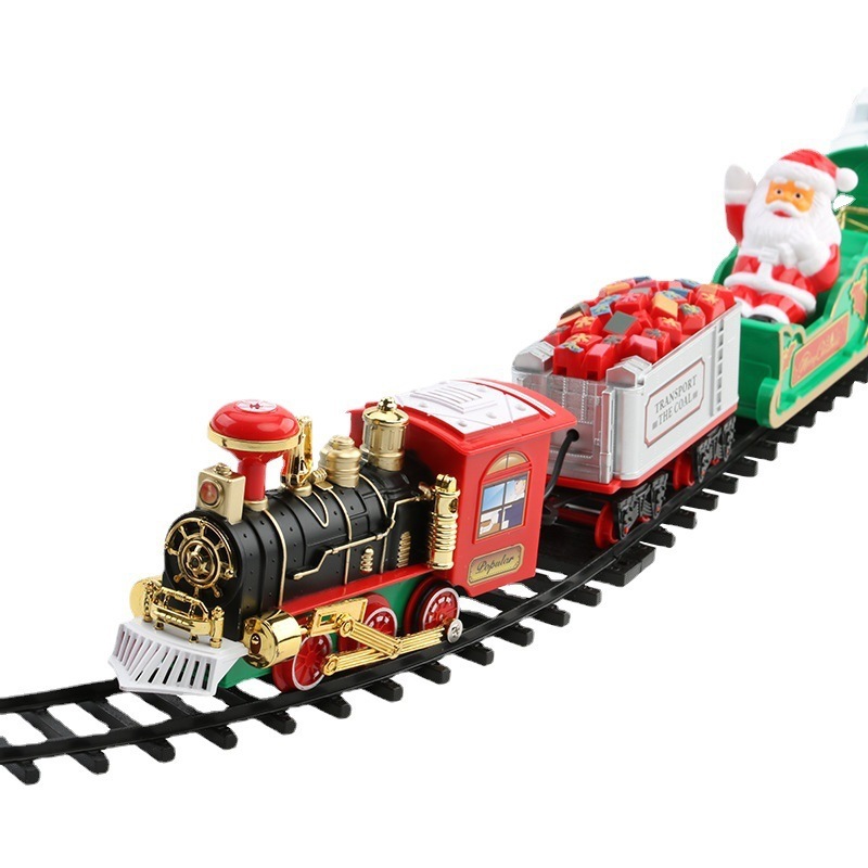 Trenes de Navidad eléctricos de comercio exterior sonido y luz eléctricos pueden colgar árboles de Navidad vagones de Navidad juguetes de regalos de Navidad image 5