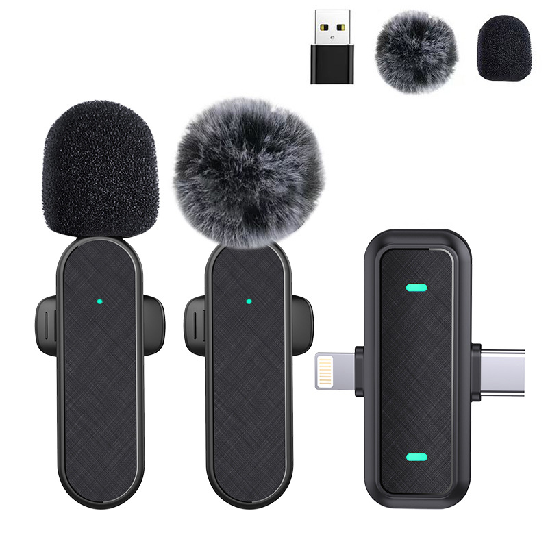 H21 Black Pink White Rose Red Wireless Lavalier Microphone One for Two Douyin Outdoor Live Broadcast Microphone Wholesale