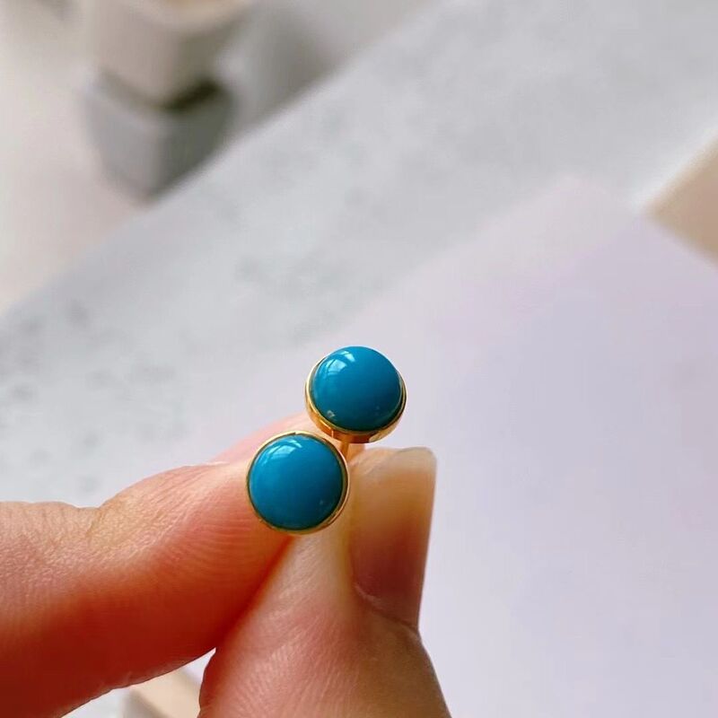 Hot sale imitation turquoise stud earrings plated S925 silver high Porcelain Blue boutique egg noodles goddess girlfriends temperament earrings temperament Hot sale imitation turquoise stud earrings plated S925 silver high Porcelain Blue boutique egg noodles goddess girlfriends temperament earrings temperament