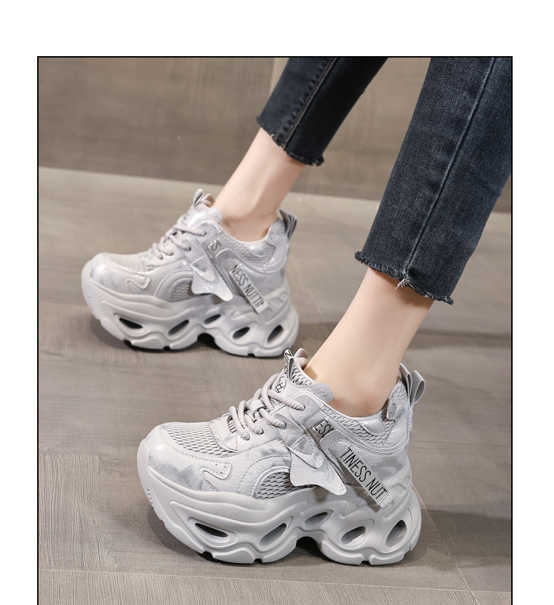 Giày sneaker nữ đế dày chunky lưới thoáng khí, tăng chiều cao 10.5 cm — màu trắng chi tiết 12