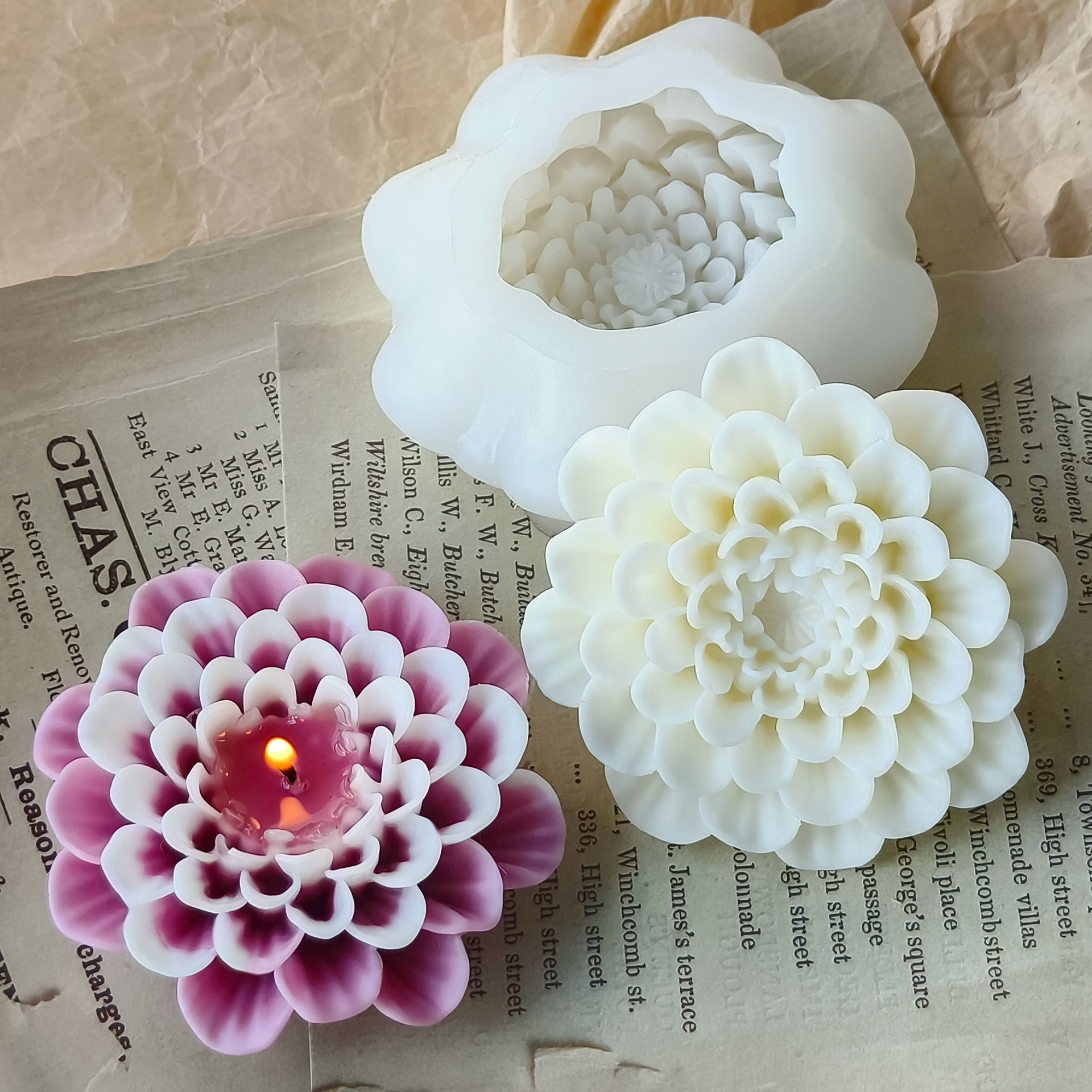 Jiahuimei tridimensional flor aromaterapia vela molde de silicona flor hecha a mano jabón DIY epoxi yeso decoración abrasivo herramienta