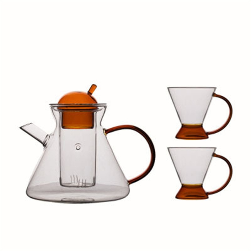 Danés nórdico tetera creativa ins borosilicato vidrio vintage tetera traje café ámbar