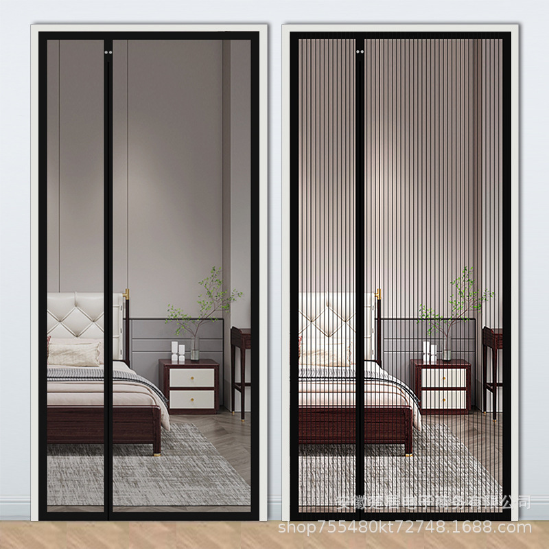 Full magnetic stripe side open diamond mesh new screen door mosquito-proof door curtain screen window household punch-free door self-priming magnetic suction