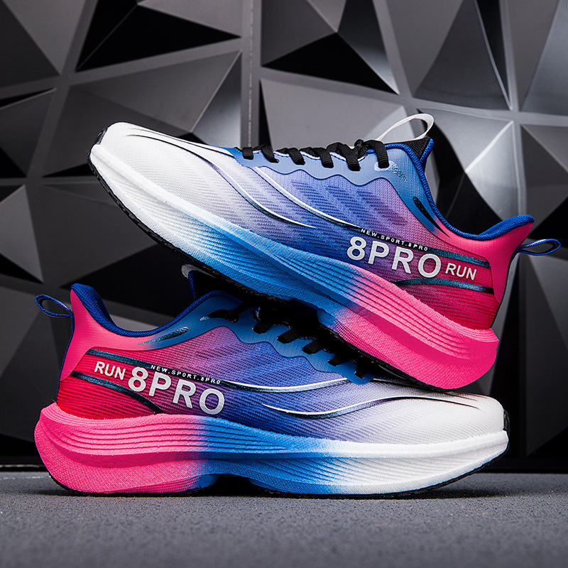 National Trendy Youth Superlight Flying Malla tejida transpirable Zapatos para correr Hombres y mujeres con amortiguación Palomitas de maíz Zapatos deportivos de suela blanda