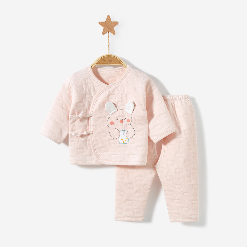 Ropa de bebé recién nacido Otoño e Invierno recién nacido acolchado cálido split algodón fino tocando fondo monje otoño ropa bebé ropa interior traje