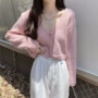 v领秋冬2024粉色毛衣