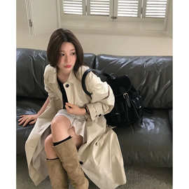 现 2026春季新款韩国设计师archi*e jtou海军风单排扣立领风衣