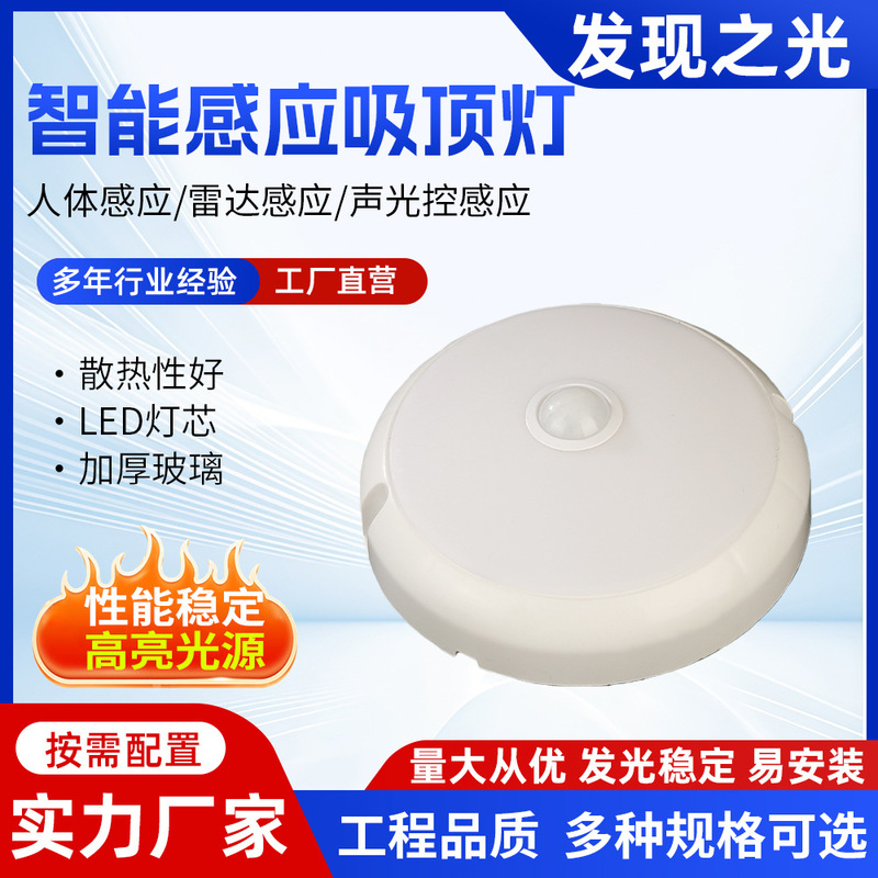 Household Led Voice-Controlled Light Garage Human Body Sensor Ceiling Light Property Corridor Corridor Delay Integrated Light Lighting