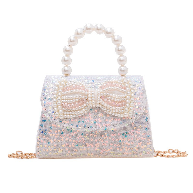 2025 nuevo pequeño viento perfumado bolso de niños princesa viento beaded bolso de cambio de mano bolso de hombro de moda bolso de cadena