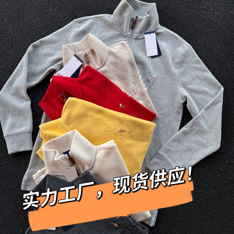 Cross-Border Supply of Seven-Color Rl Ralph Lauren Half-Zip High-Neck Long-Sleeve Knit Sweatshirt for Men and Women