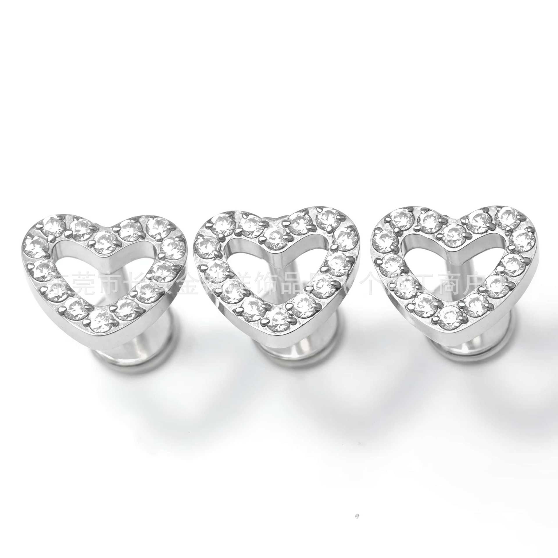 F136 Titanium Internally Threaded Heart-Shaped 5A Zircon Inlaid Stud Earrings G23 Titanium Alloy Body Piercing Jewelry detail image 8