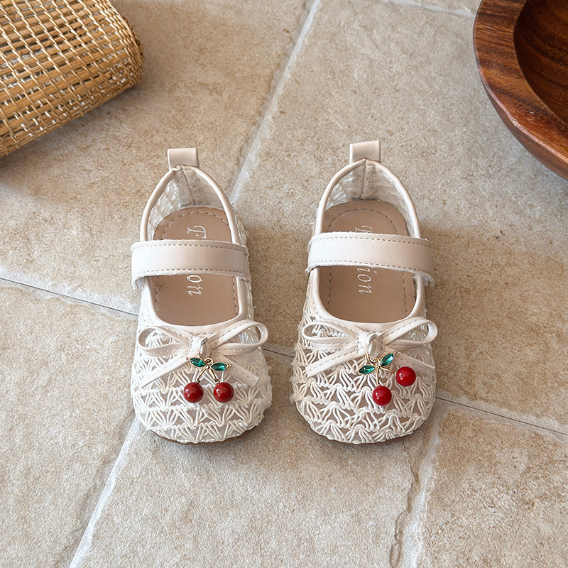 Mother & Kids Princess Shoes For Girls Cherry Bow Single Stylish Cute Summer Fashion Baby Mary Jane Leather Shoes_voghion.com