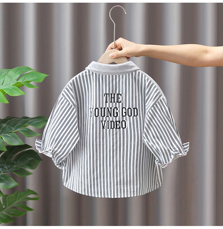 Camisas para niños para primavera y otoño, camisas casuales de manga larga para niños, estilo nuevo 2025, tops modernos con patchwork para bebés varones de otoño.
