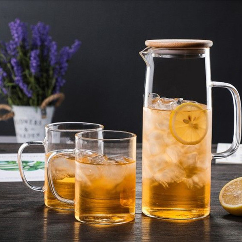 高硼硅玻璃凉水壶直身开水杯果汁壶花茶泡茶壶家用大容量冷水壶