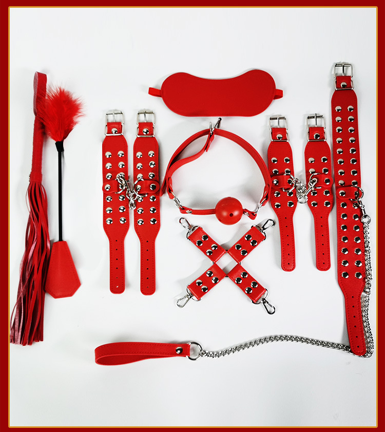 Jiuai SM Bondage Set 9-Piece Leather Restraint Kit with Collar and Mouth Ball — detail image 20