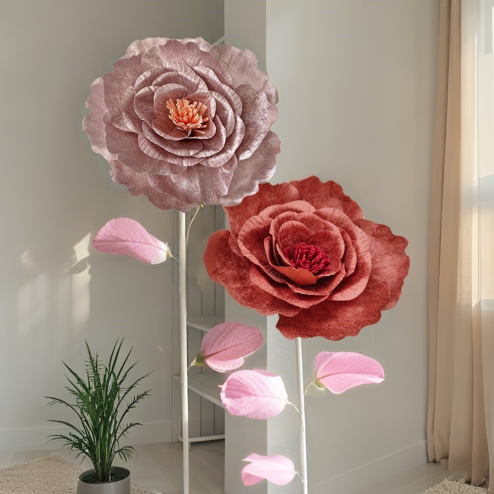 gran imitación de tela de terciopelo peonía flor de boda flor falsa ventana de exhibición de estudio props de disparo rosa artificial gran