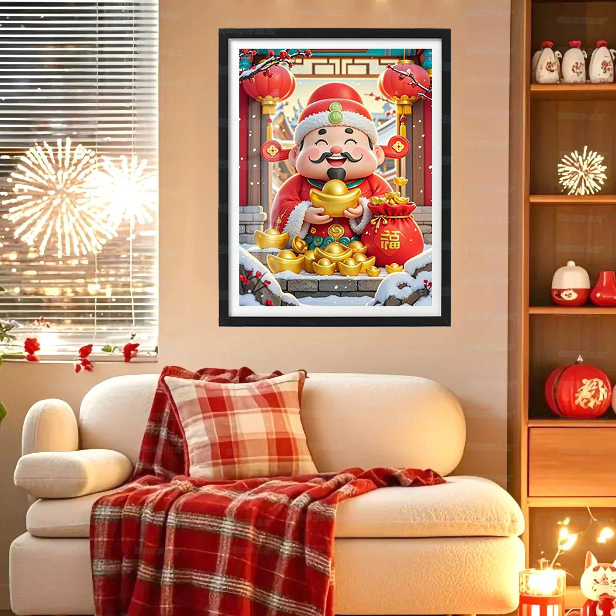 [Algodón importado] Mona Lisa real bordado cruz Dios de la fortuna festivo simple sala de estar decoración de estudio bordado a mano